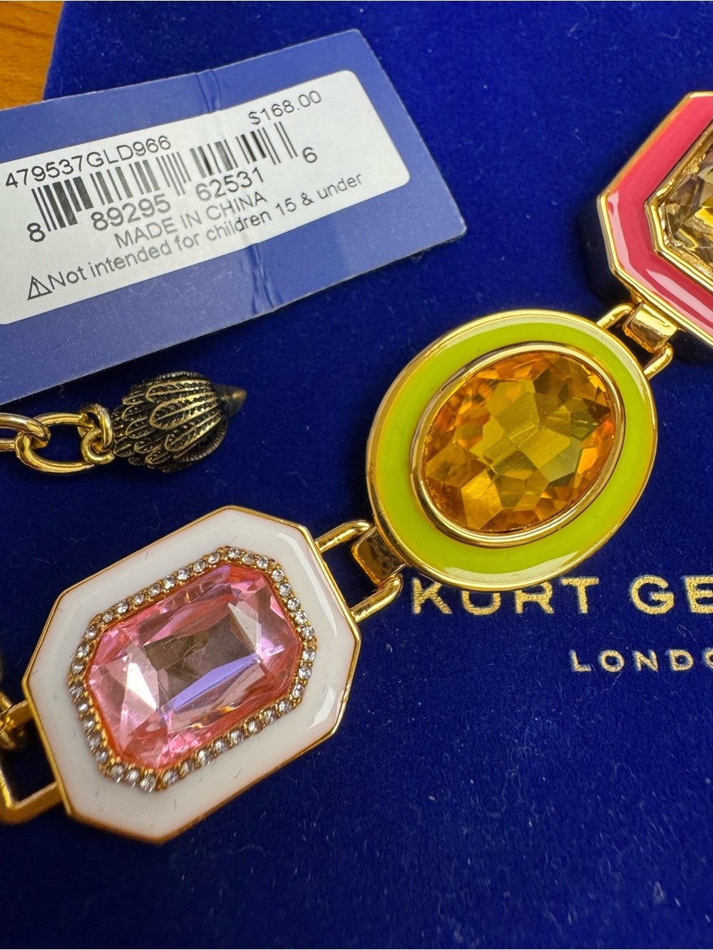 Gold Multicolor Gemstone Link Bracelet - Women Jewelry - Picture 5 of 10